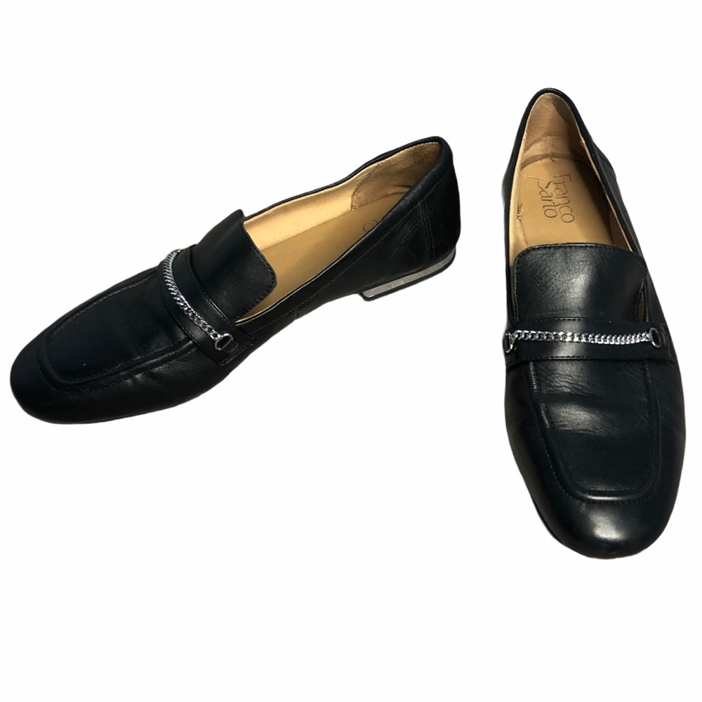 Black leather loafers